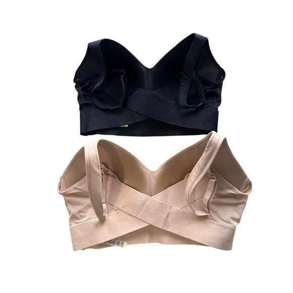 Rhonda Shear 2Pack Molded Cup Bra with Wrap Back Size Medium Black Beige 616.4 - Picture 3 of 10